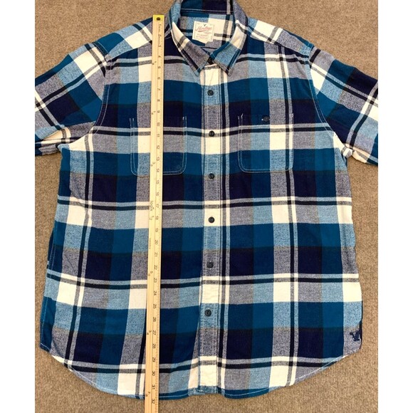 American Eagle Shirt Mens 2XL Heritage Flannel Blue Plaid Long Sleeve Button Up - Picture 3 of 8